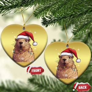 Capybara Christmas Christmas Ornament Funny Santa Capy Meme Xmas Vibe TS02 Heart Gold Print Your Wear