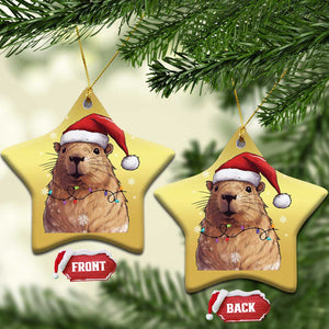 Capybara Christmas Christmas Ornament Funny Santa Capy Meme Xmas Vibe TS02 Star Gold Print Your Wear