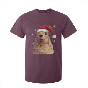 Capybara Christmas T Shirt For Kid Funny Santa Capy Meme Xmas Vibe TS02 Maroon Print Your Wear