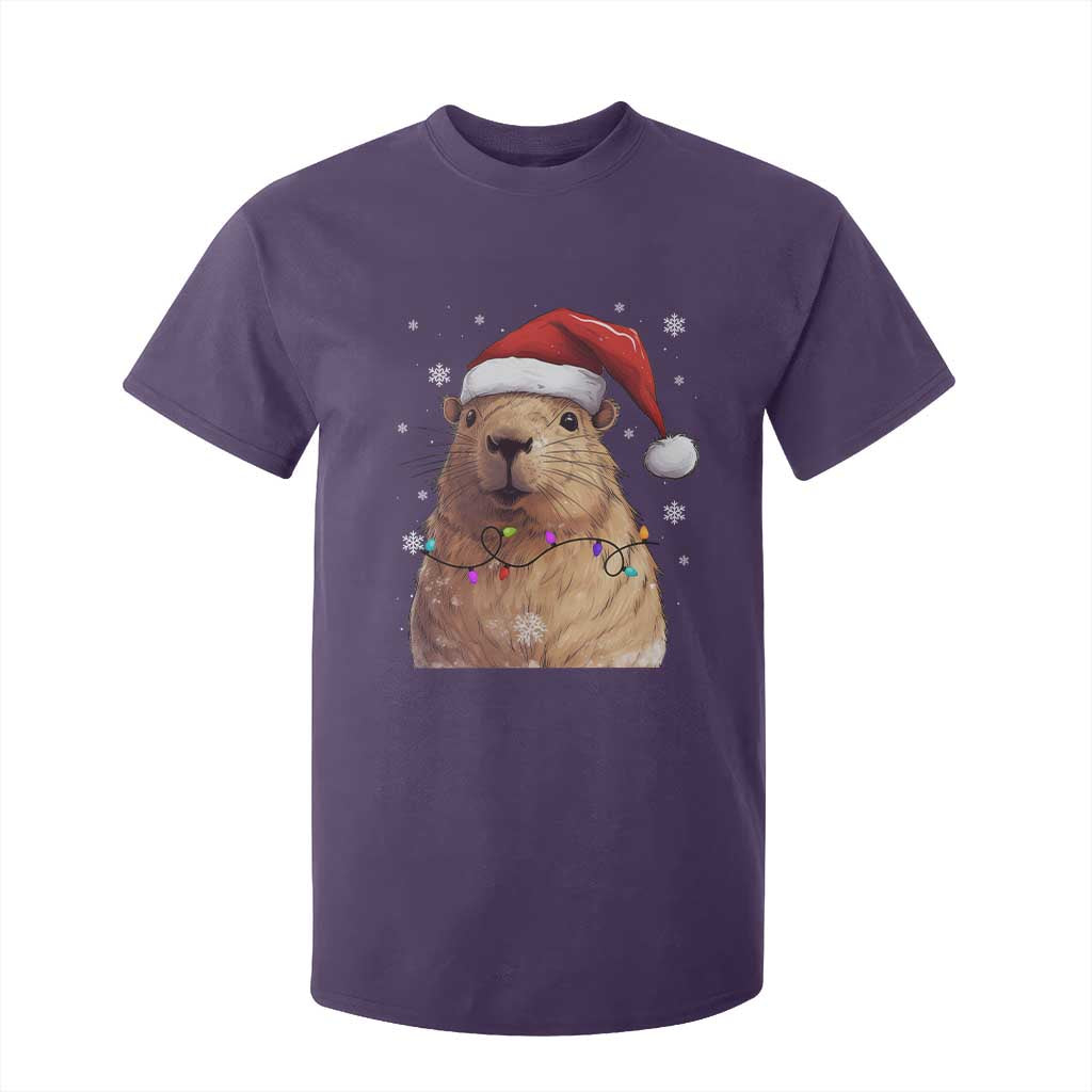 Capybara Christmas T Shirt For Kid Funny Santa Capy Meme Xmas Vibe TS02 Purple Print Your Wear