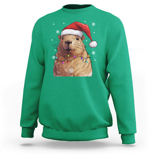 Capybara Christmas Sweatshirt Funny Santa Capy Meme Xmas Vibe TS02 Irish Green Printyourwear