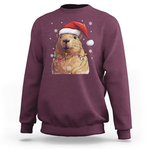 Capybara Christmas Sweatshirt Funny Santa Capy Meme Xmas Vibe TS02 Maroon Printyourwear