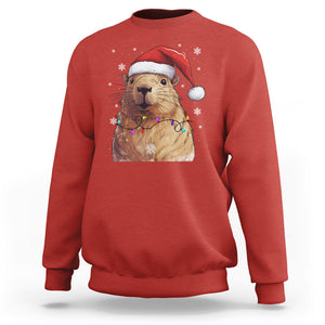 Capybara Christmas Sweatshirt Funny Santa Capy Meme Xmas Vibe TS02 Red Printyourwear