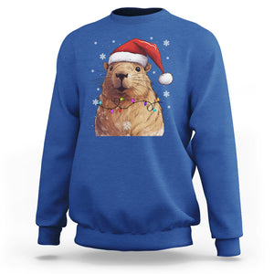 Capybara Christmas Sweatshirt Funny Santa Capy Meme Xmas Vibe TS02 Royal Blue Printyourwear