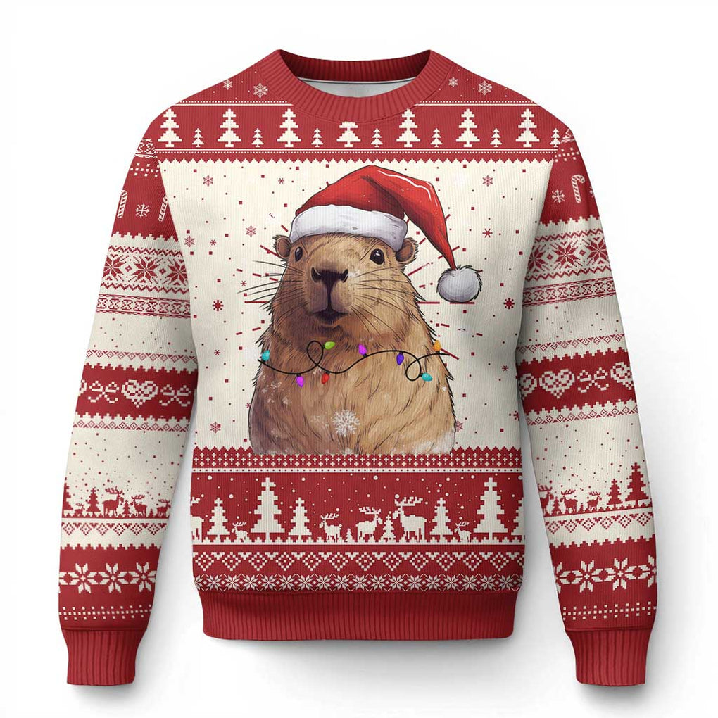 Capybara Christmas Ugly Christmas Sweater Funny Santa Capy Meme Xmas Vibe TS02 Red Print Your Wear