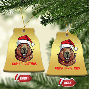 Funny Xmas Capybara Christmas Ornament Capy Xmas Meme Santa Hat TS02 Bell Flake Gold Print Your Wear