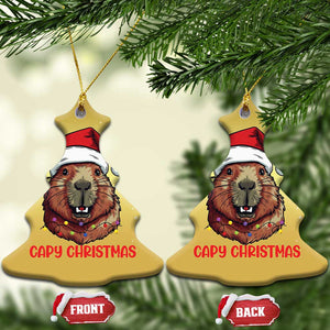 Funny Xmas Capybara Christmas Ornament Capy Xmas Meme Santa Hat TS02 Christmas Tree Gold Print Your Wear