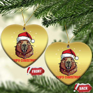 Funny Xmas Capybara Christmas Ornament Capy Xmas Meme Santa Hat TS02 Heart Gold Print Your Wear