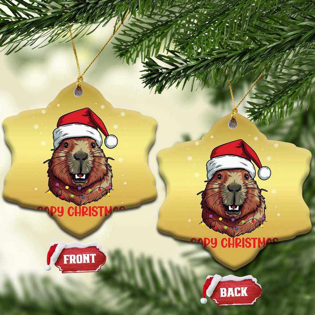 Funny Xmas Capybara Christmas Ornament Capy Xmas Meme Santa Hat TS02 Snow Flake Gold Print Your Wear