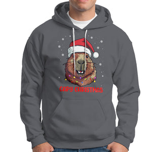 Capy Christmas Hoodie Funny Capybara Santa Meme TS02 Charcoal Printyourwear