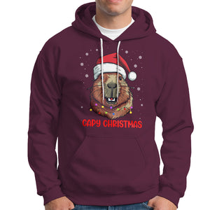 Capy Christmas Hoodie Funny Capybara Santa Meme TS02 Maroon Printyourwear