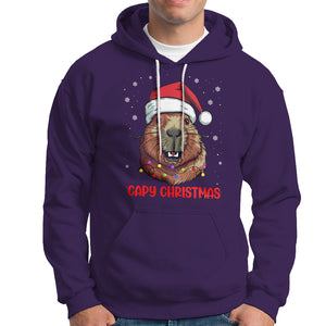 Capy Christmas Hoodie Funny Capybara Santa Meme TS02 Purple Printyourwear