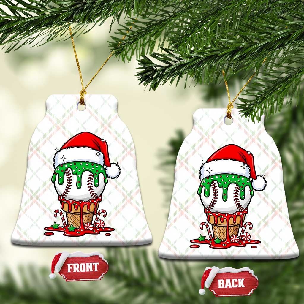 Cute Baseball Christmas Icecream Dripping Ceramic Ornament Holiday Ice Cream Cone with Santa Hat TS02 Print Your Wear