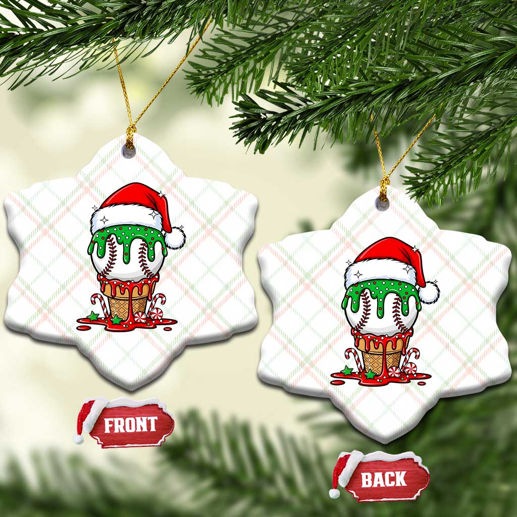 Cute Baseball Christmas Icecream Dripping Ceramic Ornament Holiday Ice Cream Cone with Santa Hat TS02 Print Your Wear