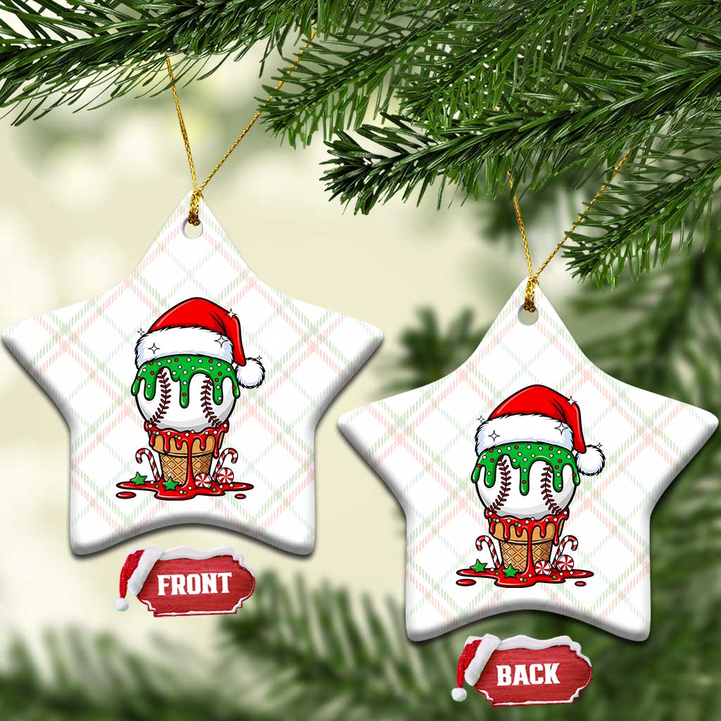 Cute Baseball Christmas Icecream Dripping Ceramic Ornament Holiday Ice Cream Cone with Santa Hat TS02 Print Your Wear