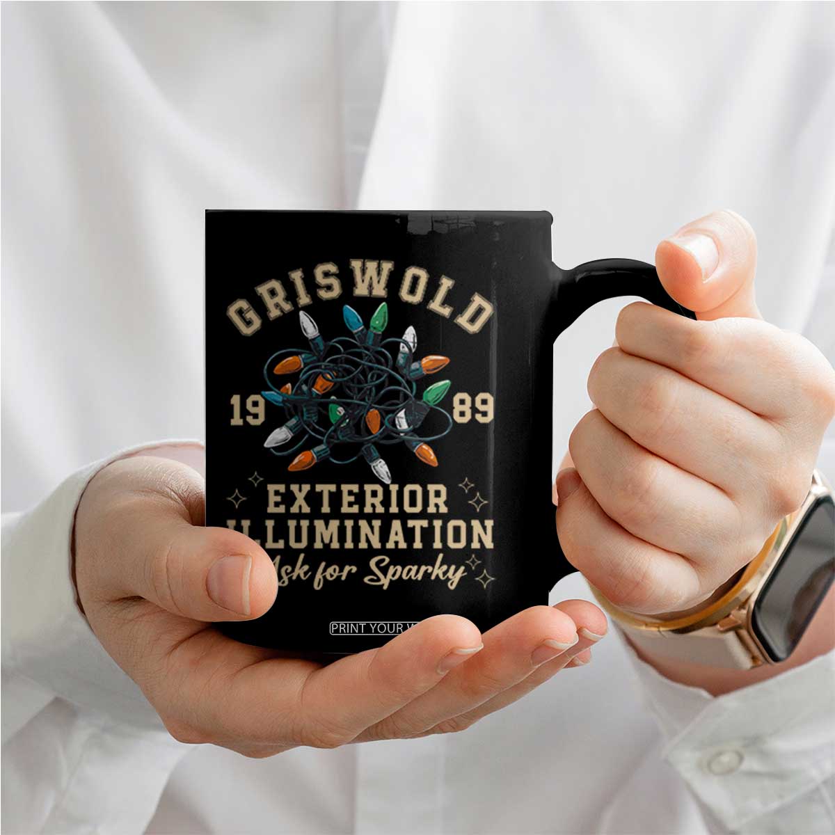 Griswold Christmas Lights Coffee Mug Exterior Illumination Ask for Sparky Funny Holiday TS02 Print Your Wear