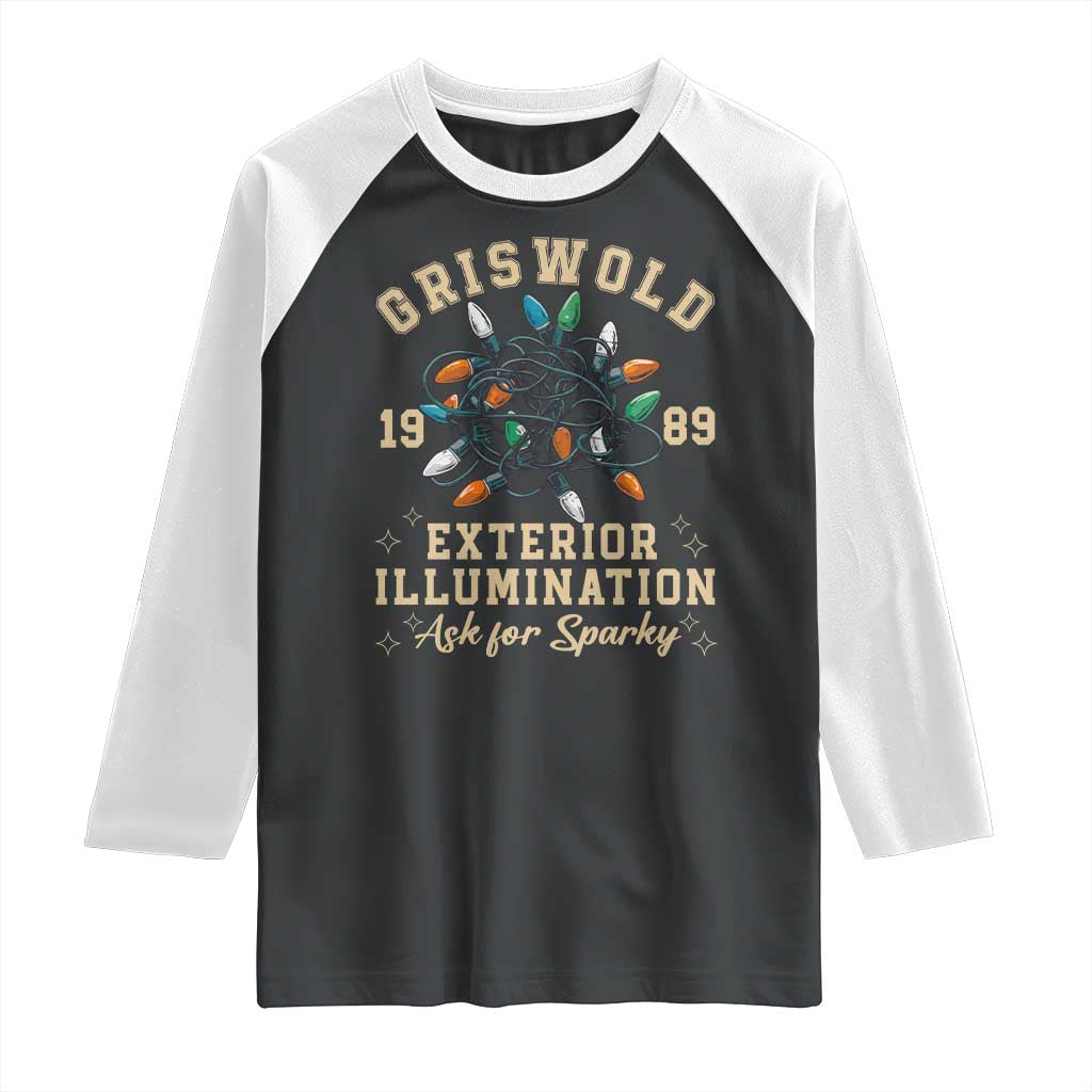 Griswold Christmas Lights Raglan Shirt Exterior Illumination Ask for Sparky Funny Holiday TS02 Black White Print Your Wear