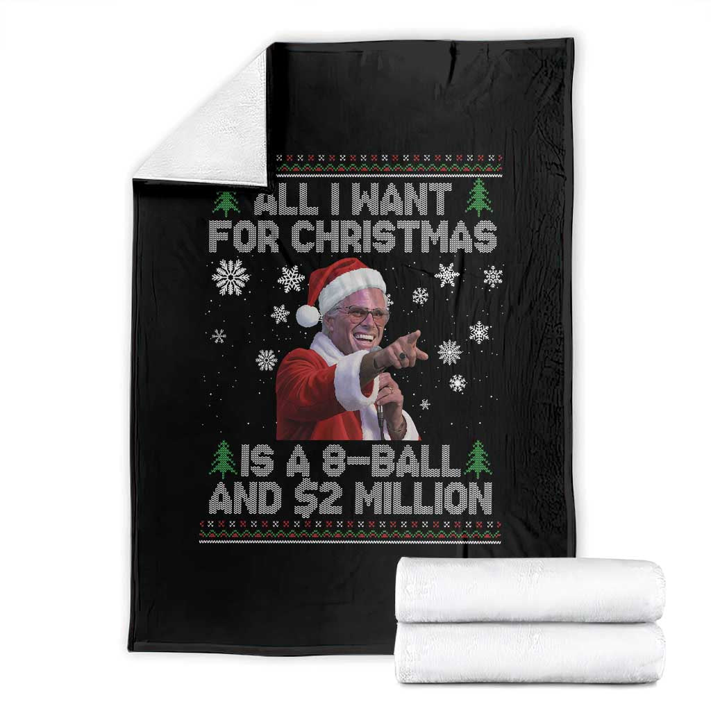 Funny Christmas Billy Meme Throw Blanket A 8 Ball and 2 Million Dollars Baby Uncle in Santa Suit TS02 Black Print Your Wear