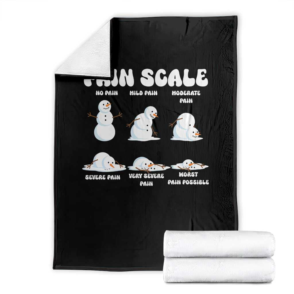 Funny Snowman Pain Scale Christmas Throw Blanket Melting Snowman Holiday Humor TS02 Black Print Your Wear