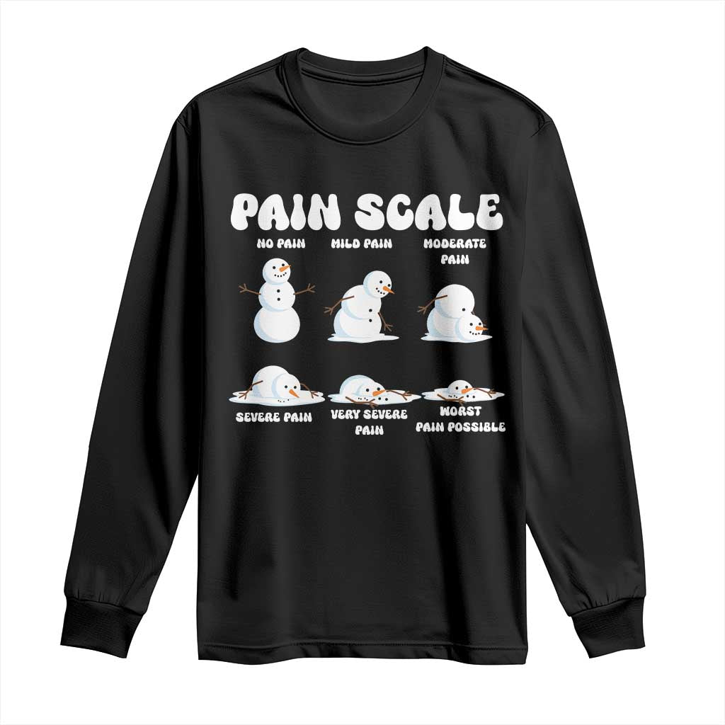 Funny Snowman Pain Scale Christmas Long Sleeve Shirt Melting Snowman Holiday Humor TS02 Black Print Your Wear