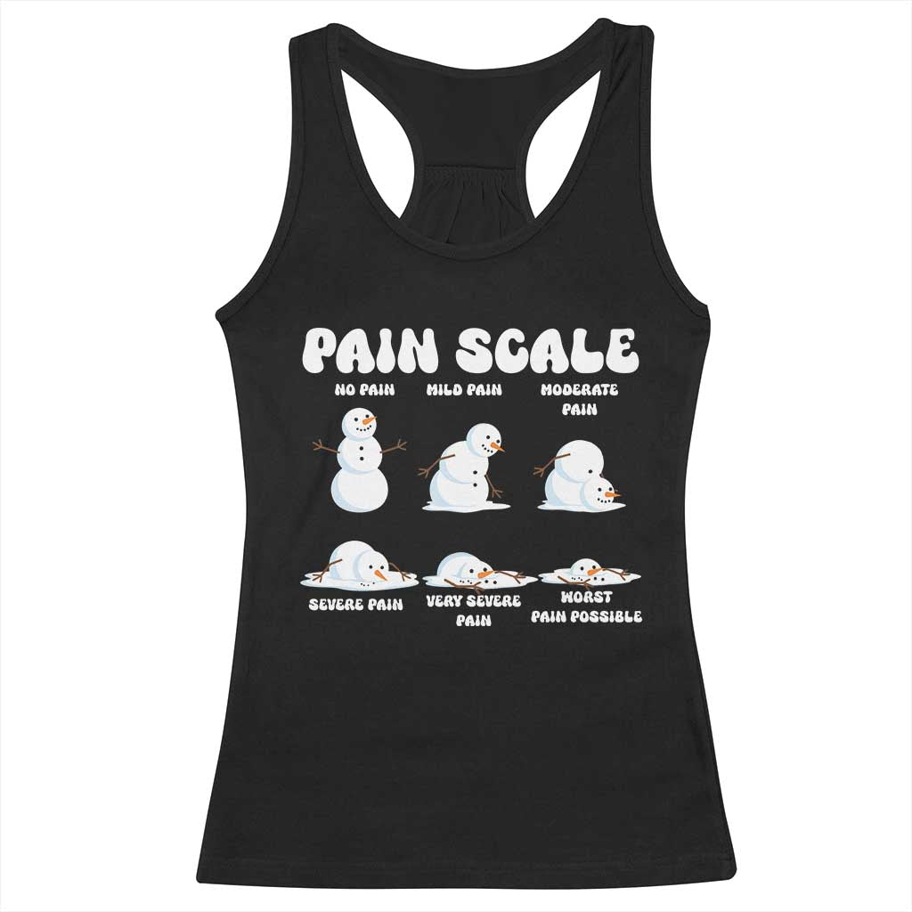 Funny Snowman Pain Scale Christmas Racerback Tank Top Melting Snowman Holiday Humor TS02 Black Print Your Wear