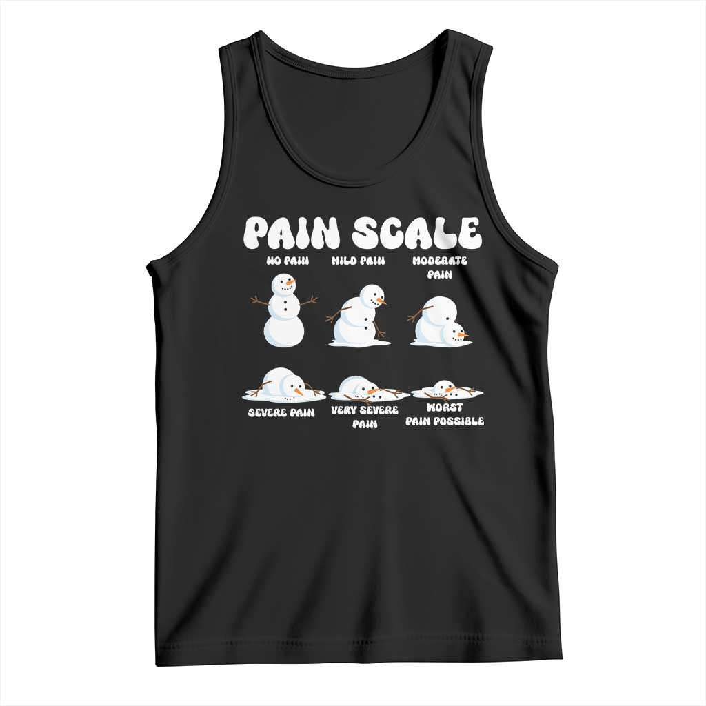 Funny Snowman Pain Scale Christmas Tank Top Melting Snowman Holiday Humor TS02 Black Print Your Wear