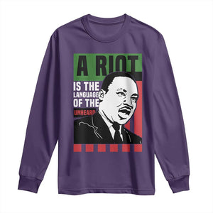 Martin Luther King MLK Long Sleeve Shirt A Riot Is The Language Of The Unheard Civil Rights TS02 Purple Print Your Wear