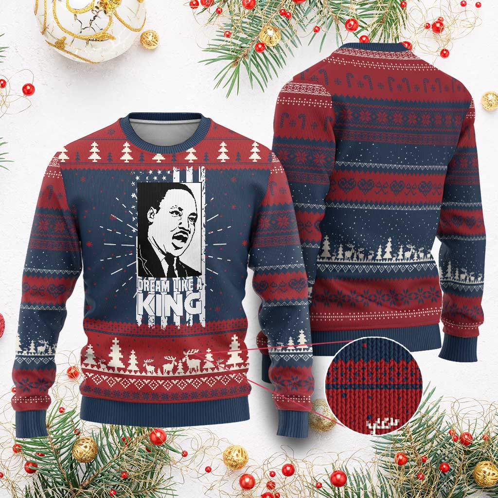 Martin Luther King MLK Ugly Christmas Sweater Dream Like A King Black History American Flag TS02 Burgundy Print Your Wear