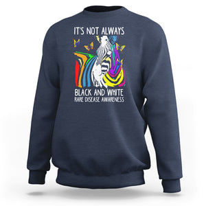 Rare Disease Day Shirts Sweatshirt It's Not Always Black And White Rare Disease Awareness Rainbow Zebra Kids TS02 Navy Printyourwear