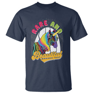 Rare Disease Day Shirts T Shirt Rare And Beautiful Rare Disease Awareness Rare Disease Warrior Rainbow Zebra TS02 Navy Printyourwear