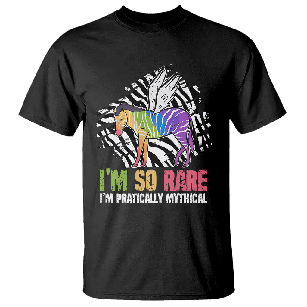 Rare Disease Day Shirts T Shirt Rare Disease I'm So Rare I'm Pratically Mythical Zebra Unicorn Zebra Ribbon TS02 Black Printyourwear