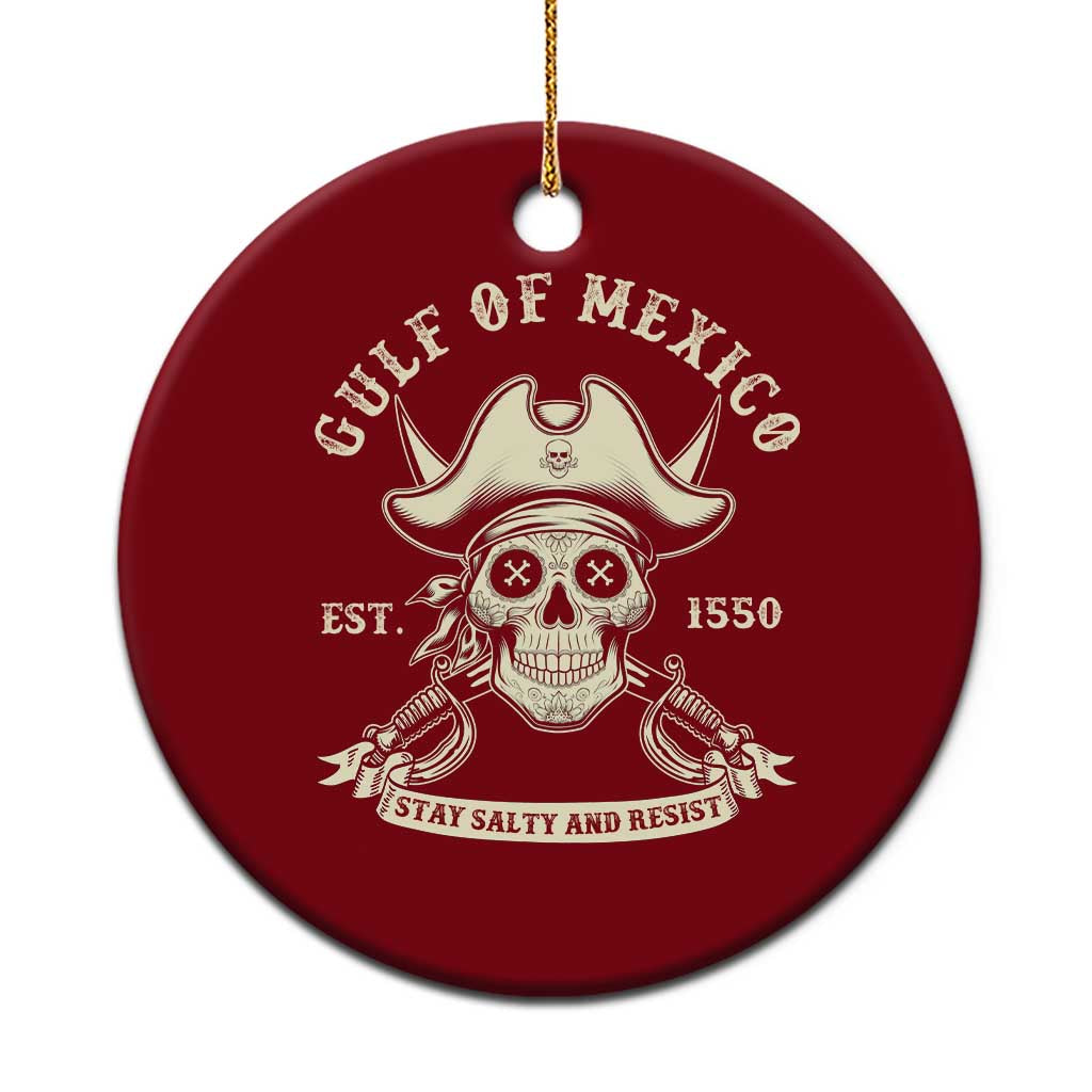 Gulf of Mexico Pirate Sugar Skull Ceramic Ornament Est 1550 Stay Salty And Resist TS02 1pc Red Print Your Wear