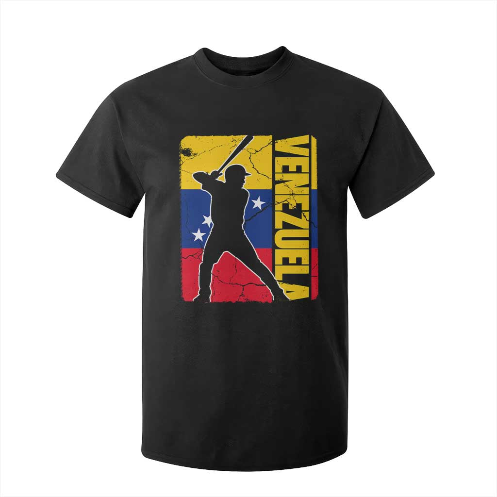 Venezuela Baseball Pride Vintage Flag T Shirt For Kid Venezuelan Sports Fan Gift for Latino Beisbol Lovers TS02 Black Print Your Wear