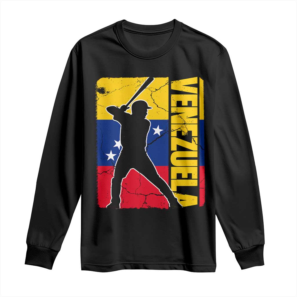 Venezuela Baseball Pride Vintage Flag Long Sleeve Shirt Venezuelan Sports Fan Gift for Latino Beisbol Lovers TS02 Black Print Your Wear
