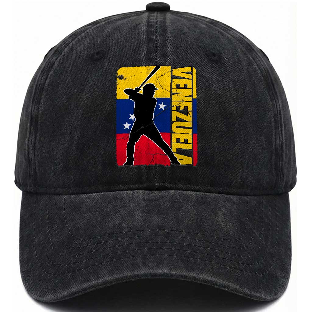 Venezuela Baseball Pride Vintage Flag Washed Cotton Baseball Cap Venezuelan Sports Fan Gift for Latino Beisbol Lovers TS02 Print Your Wear