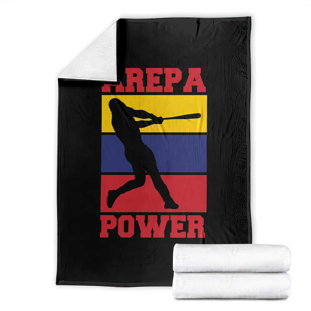 Arepa Power Venezuela Baseball Flag Throw Blanket Funny Venezuelan Pride Gift for Beisbol Lovers TS02 Black Print Your Wear