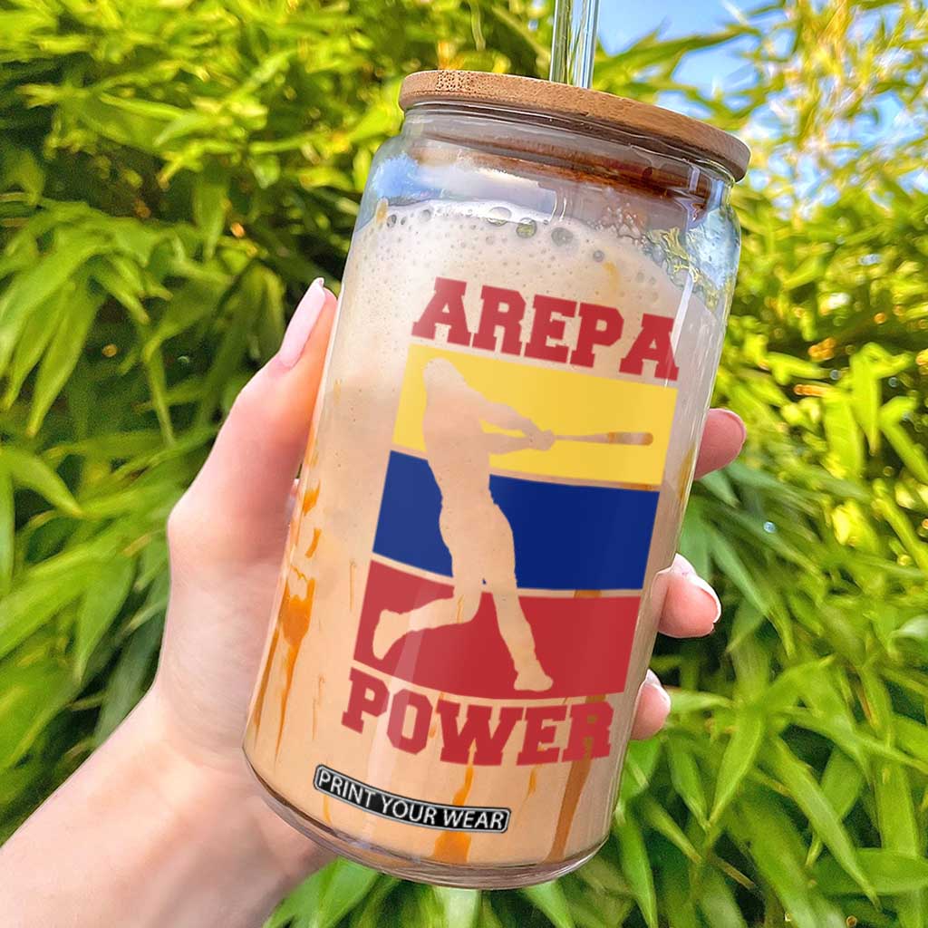 Arepa Power Venezuela Baseball Flag Glass Can Funny Venezuelan Pride Gift for Beisbol Lovers TS02 Black Print Your Wear