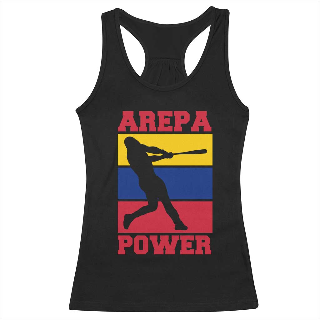 Arepa Power Venezuela Baseball Flag Racerback Tank Top Funny Venezuelan Pride Gift for Beisbol Lovers TS02 Black Print Your Wear