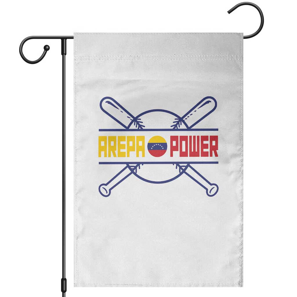 Arepa Power Baseball Crossed Bats Garden Flag Funny Venezuelan Pride Gift for Latino Sports Fans TS02 White Print Your Wear