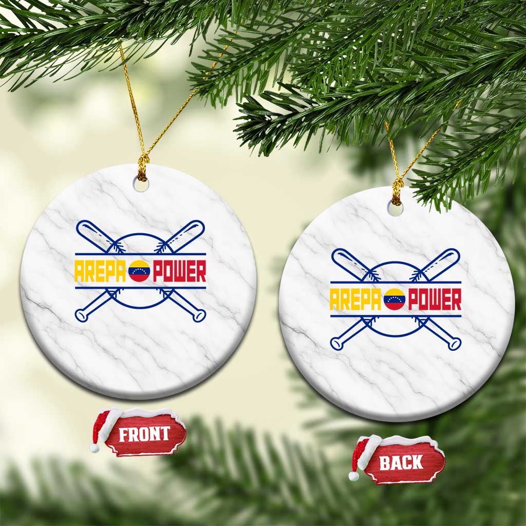 Arepa Power Baseball Crossed Bats Ceramic Ornament Funny Venezuelan Pride Gift for Latino Sports Fans TS02 1pc White Marble Print Your Wear