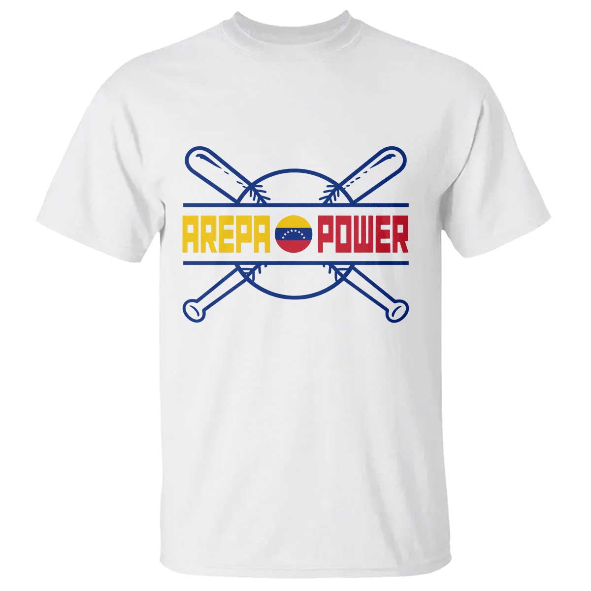 Arepa Power Baseball Crossed Bats T Shirt Funny Venezuelan Pride Gift for Latino Sports Fans TS02 White Print Your Wear