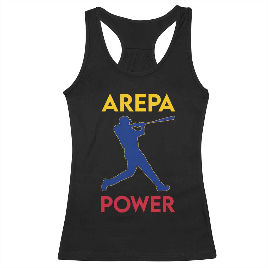 Arepa Power Baseball Batter Silhouette Racerback Tank Top Venezuelan Pride Beisbol for Baseball Fans TS02 Black Print Your Wear