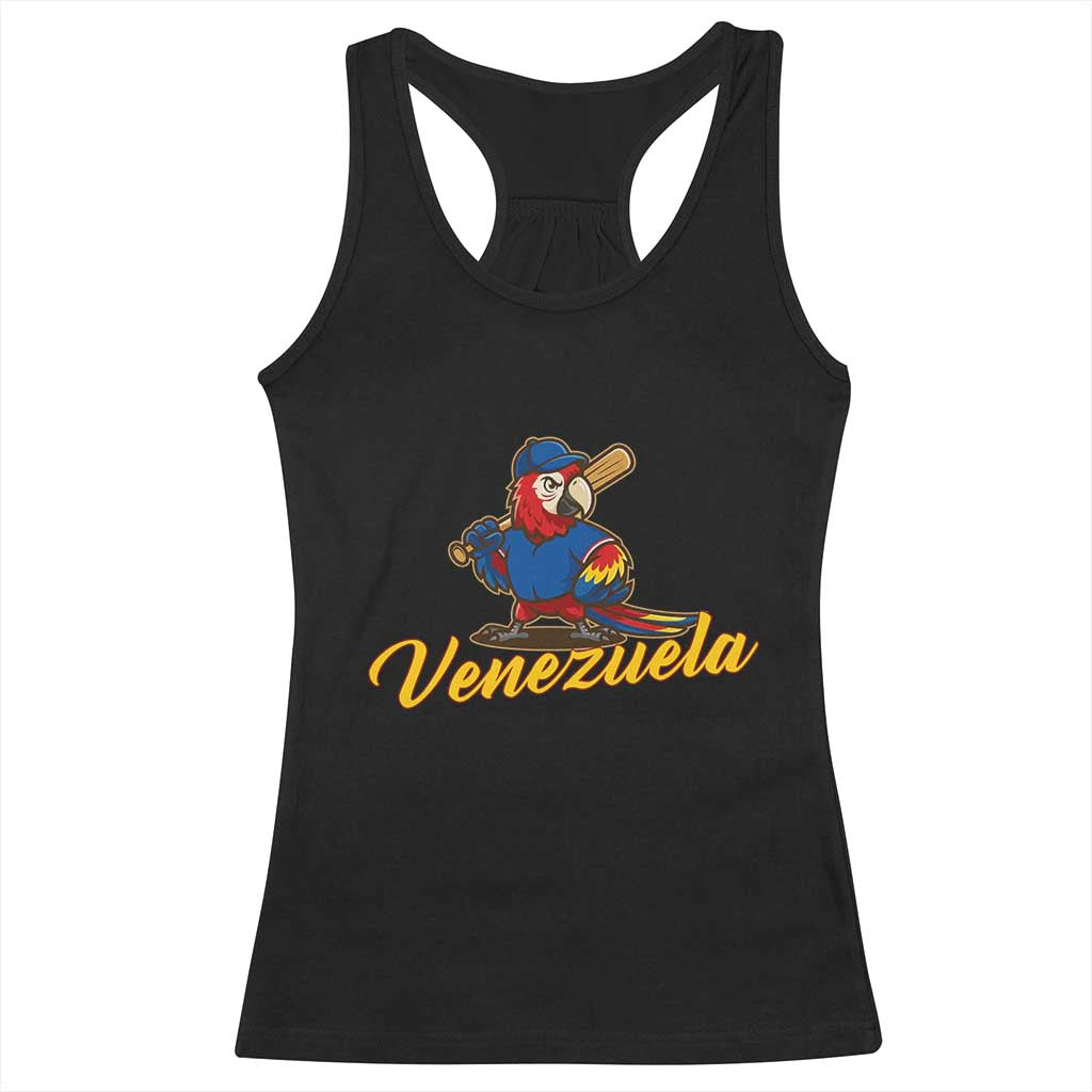 Venezuela Guacamaya Macaw Baseball Racerback Tank Top Venezuelan Pride Latino Beisbol Fans TS02 Black Print Your Wear
