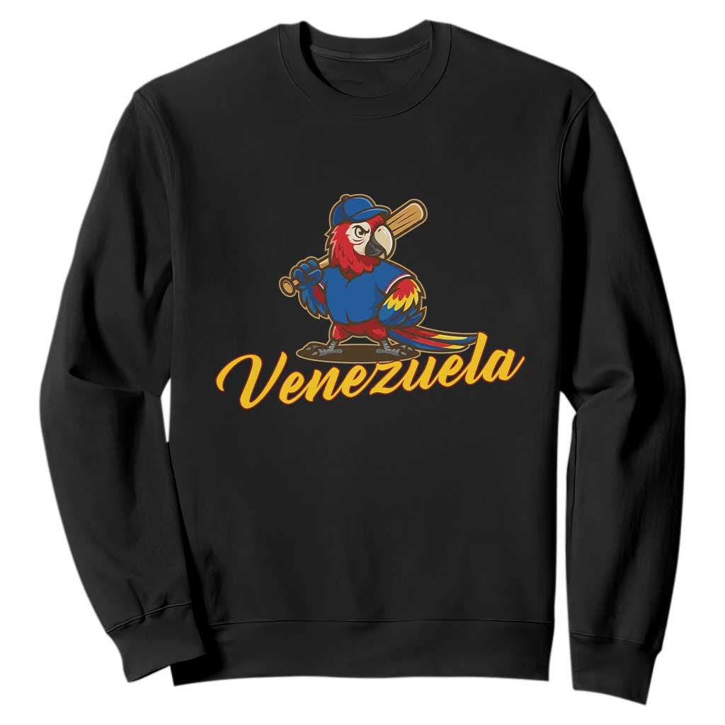 Venezuela Guacamaya Macaw Baseball Sweatshirt Venezuelan Pride Latino Beisbol Fans TS02 Black Print Your Wear