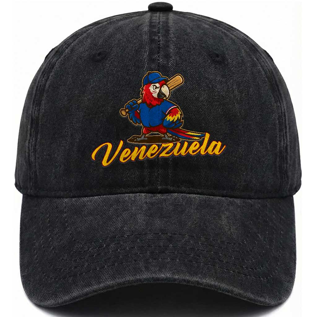 Venezuela Guacamaya Macaw Baseball Washed Cotton Baseball Cap Venezuelan Pride Latino Beisbol Fans TS02 Print Your Wear