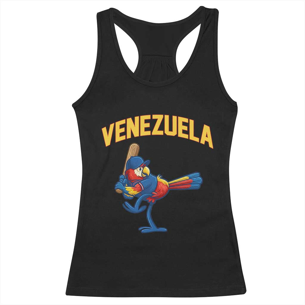 Venezuela Baseball Macaw Batter Racerback Tank Top Ara Macao Guacamaya Venezuelan Pride TS02 Black Print Your Wear