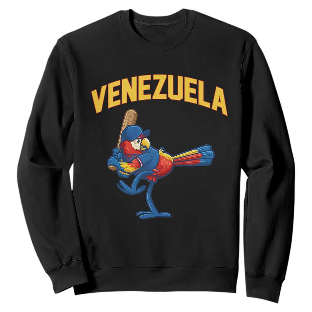 Venezuela Baseball Macaw Batter Sweatshirt Ara Macao Guacamaya Venezuelan Pride TS02 Black Print Your Wear