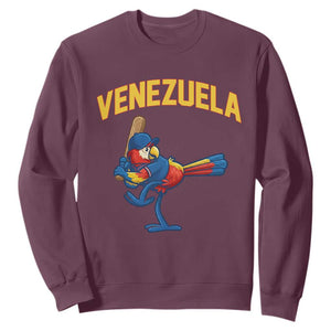 Venezuela Baseball Macaw Batter Sweatshirt Ara Macao Guacamaya Venezuelan Pride TS02 Maroon Print Your Wear