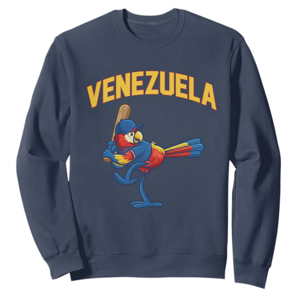 Venezuela Baseball Macaw Batter Sweatshirt Ara Macao Guacamaya Venezuelan Pride TS02 Navy Print Your Wear