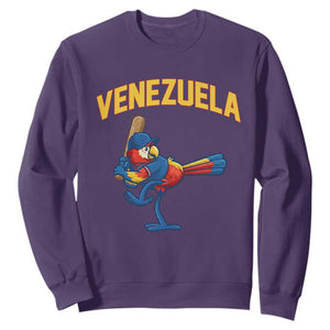 Venezuela Baseball Macaw Batter Sweatshirt Ara Macao Guacamaya Venezuelan Pride TS02 Purple Print Your Wear